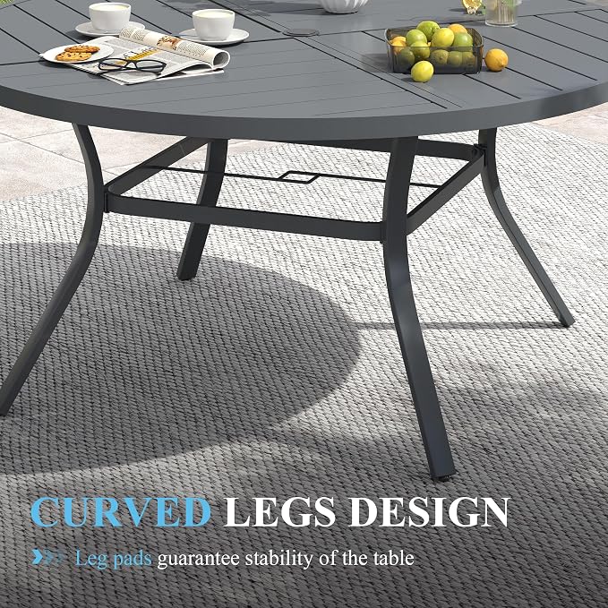 VICLLAX Patio Table and Chair Set of 8, All Weather Metal Round Outdoor Dining - Image 6