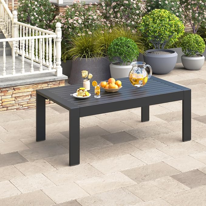 Wisteria Lane Outdoor Furniture Patio Coffee Table, Rectangle Outdoor Coffee - Image 7