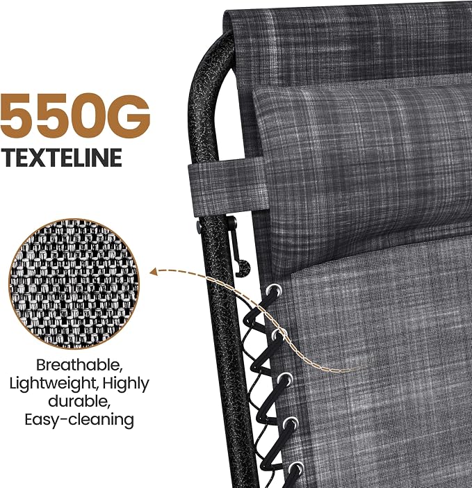 Yaheetech Zero Gravity Recliners Outdoor Adjustable Folding Reclining Lounge - Image 5