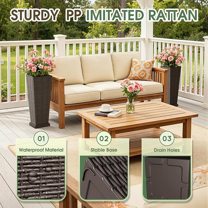 Set of 2 24 Inch Tall Plastic Planters - Image 6