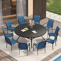 VICLLAX Patio Table and Chair Set of 10, All Weather Metal Round Outdoor Dining by HOME