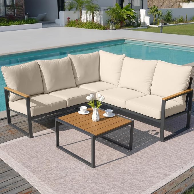 Metal Patio Furniture Set, 6 Pieces Outdoor Sectional Sofa Set - Image 6