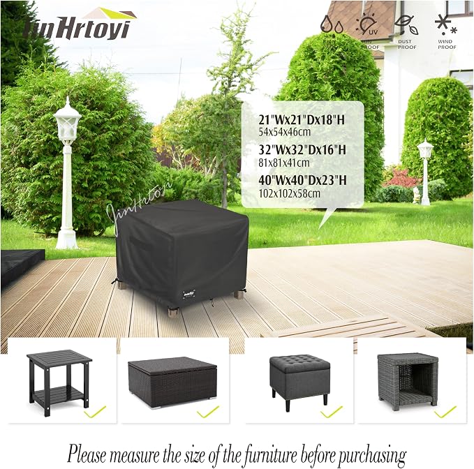 JinHrtoyi Patio Square Table Cover, 32Wx32Dx16H Inches 100% Waterproof Heavy - Image 3