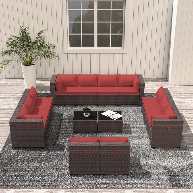 Outdoor Patio Furniture Set, 14 Pieces Outdoor Sectional Furniture Patio Sofa - Image 9