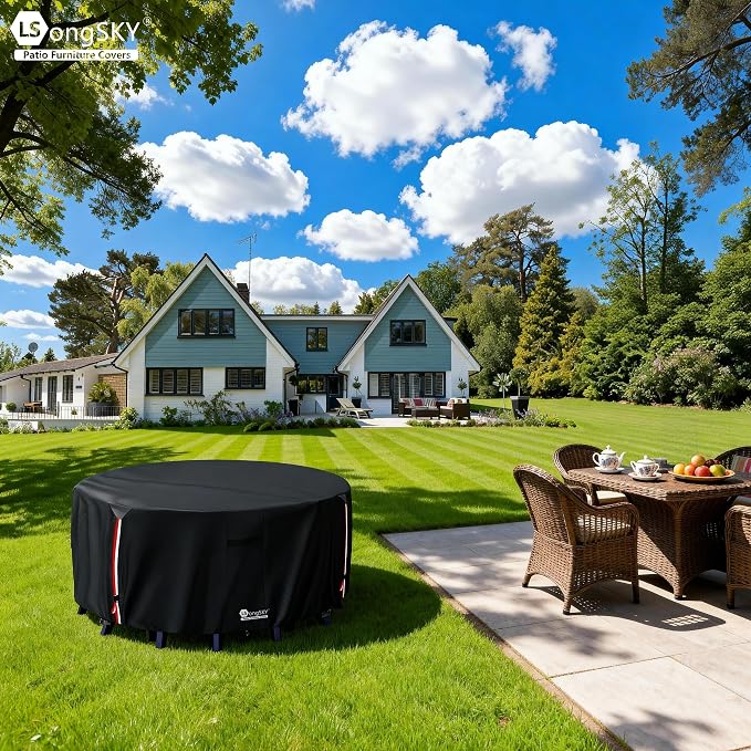 Round Patio Furniture Covers, 600D Heavy Duty Waterproof Outdoor Furniture Cover - Image 5