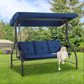AECOJOY Porch Swing Chair, 3 Seats Porch Swing Adjustable Canopy Outdoor Swing by AECOJOY