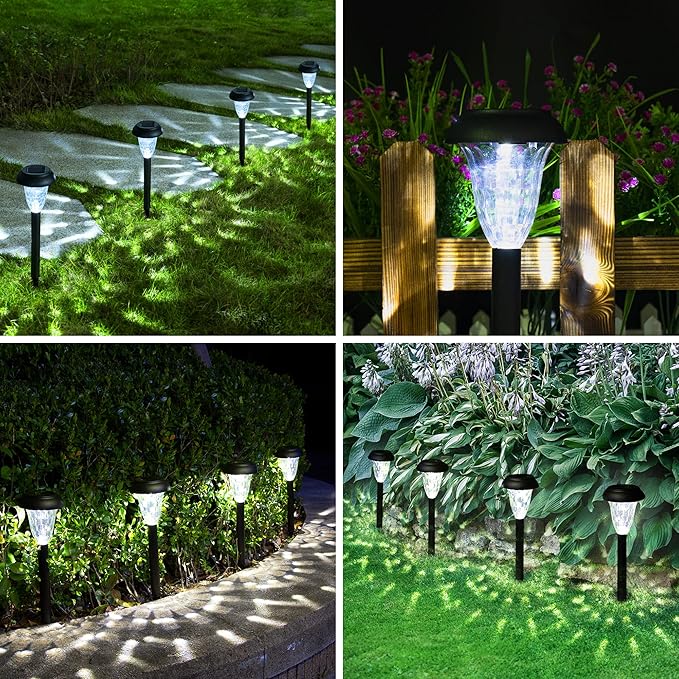 GIGALUMI 12 Pack Solar Lights Outdoor Waterproof, Cool White Pathway Lights - Image 3