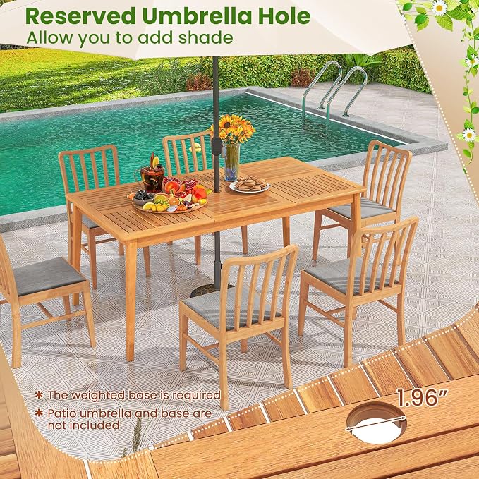 Tangkula 7 Piece Patio Wood Dining Set - Image 5