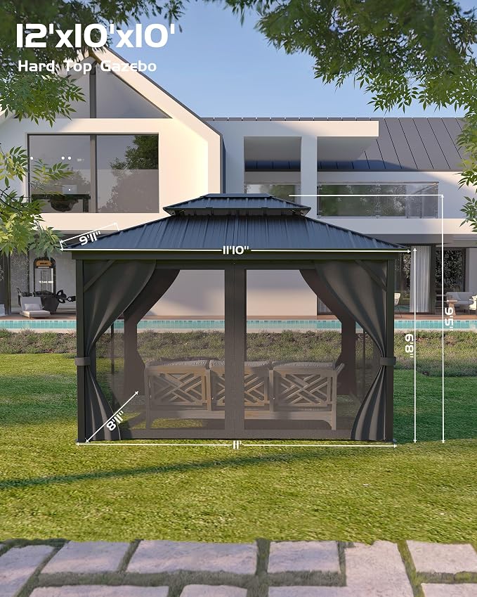 GarveeLife Hardtop Gazebo 10 ft x12 ft - Image 2