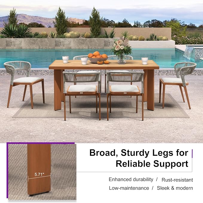 PURPLE LEAF Patio Dining Set for 6 Furniture Set Aluminum Rattan Wicker Patio - Image 4