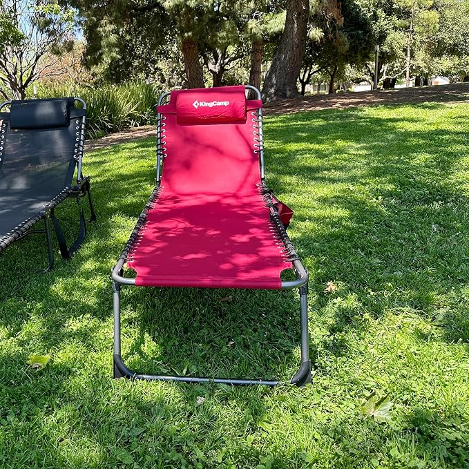 KingCamp Lounge Chair Outdoor, Folding Portable Tanning Chairs Comfy Adjustable - Image 7