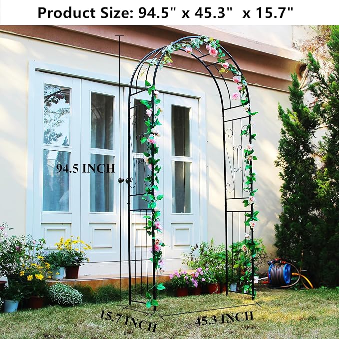 Metal Garden Arch, Wedding & Event Decoration, 94.5" H x 45.3" W Garden Arbor - Image 4