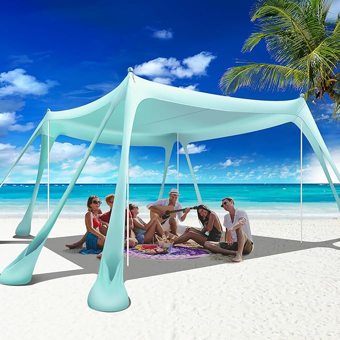 Beach Canopy Beach Tent Pop Up Shade 10x10ft Sun Shelter UPF50+ by VIONMI