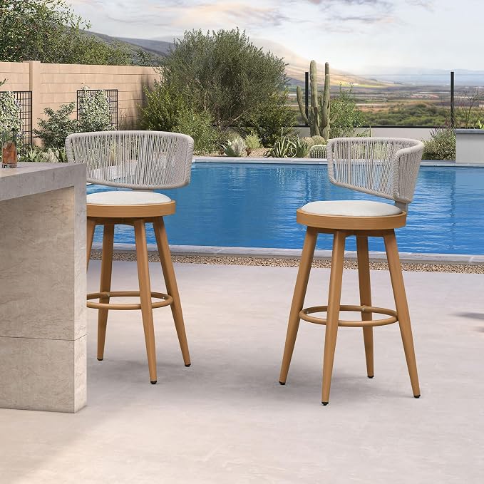 PURPLE LEAF Outdoor Bar Stools Set of 2 30 Inch Patio Swivel Bar Stool Chairs by Unknown