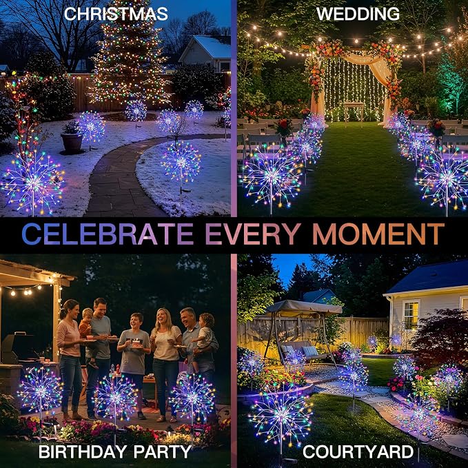 suddus Solar Garden Lights Outdoor Waterproof, Upgrade 2 Pack 150LED Solar - Image 6