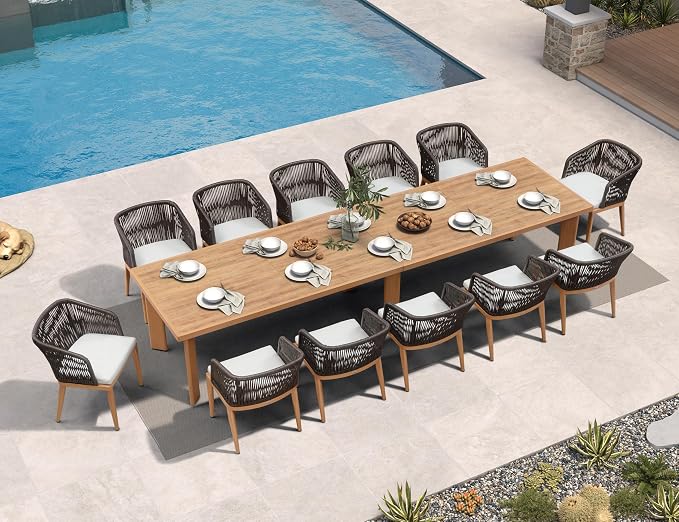 PURPLE LEAF 13 Pieces Outdoor Dining Set Patio Table and Chairs Set Aluminum by PURPLELEAF