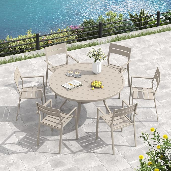 VICLLAX 53" Round Patio Table, Outdoor Dining Table - Image 2