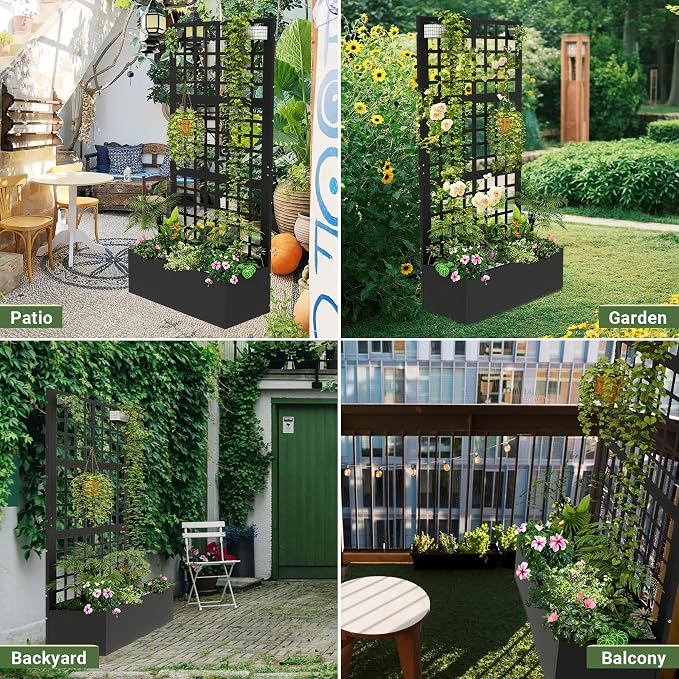 Metal Planter with Trellis 72" x 36’’ x 16", Raised Garden Bed with Trellis - Image 7