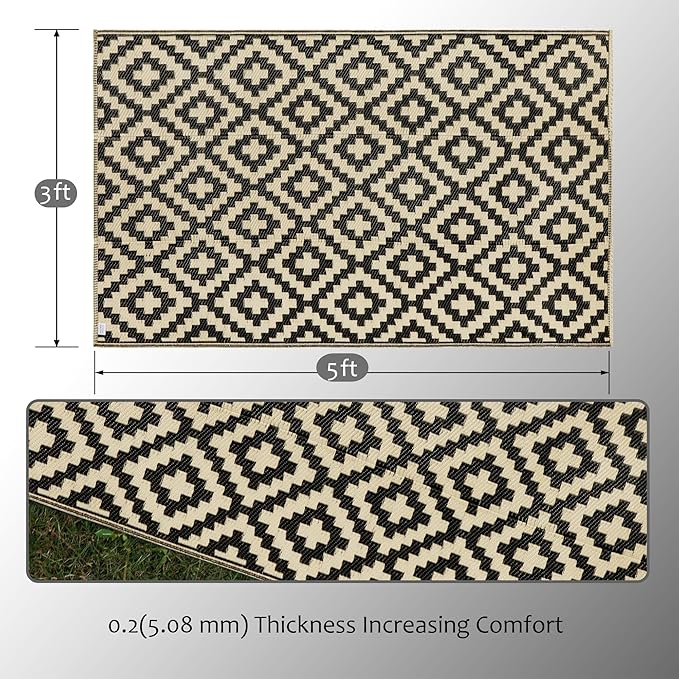SAND MINE Reversible Mats, Plastic Straw Rug, Modern Area Rug, Large Floor Mat - Image 2
