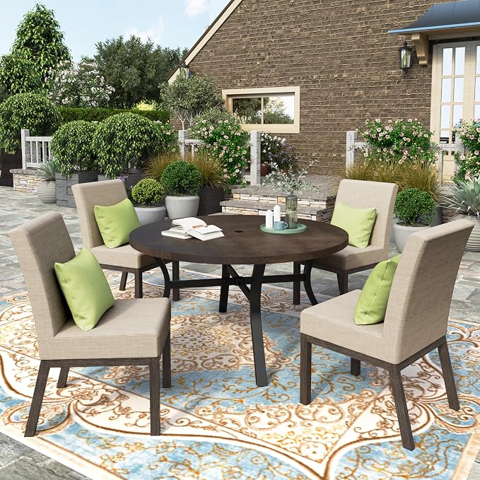 HERA'S HOUSE 5 Piece Patio Dining Set, 4 x Thick Cushioned Dining Chair - Image 8
