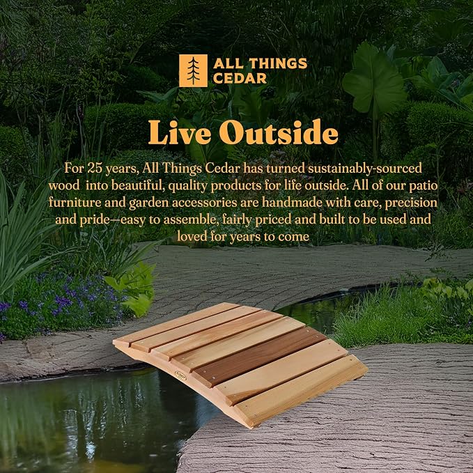 All Things Cedar Outdoor Wooden Garden Bridge - Image 5