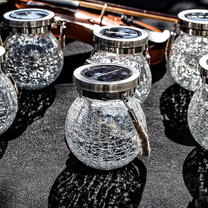 Cooo Christmas Gifts 2 Pack Solar Lanterns Waterproof Outdoor Heavy Crackle - Image 5