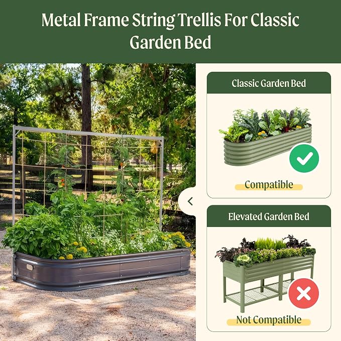 Vego Garden Metal Frame Cucumber Tomato Trellis, Garden Trellis - Image 3