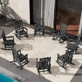 SERWALL HDPE Outdoor Rocking Chair Black Set of 8, All Weather Patio Rocking by SERWALL