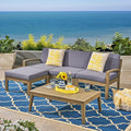 5 Piece Acacia Wood Patio Furniture Set, L-Shape Outdoor Furniture Set by JIVOIT