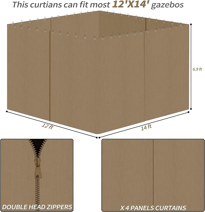 Gazebo Privacy Curtains 12' x 14' - Image 4