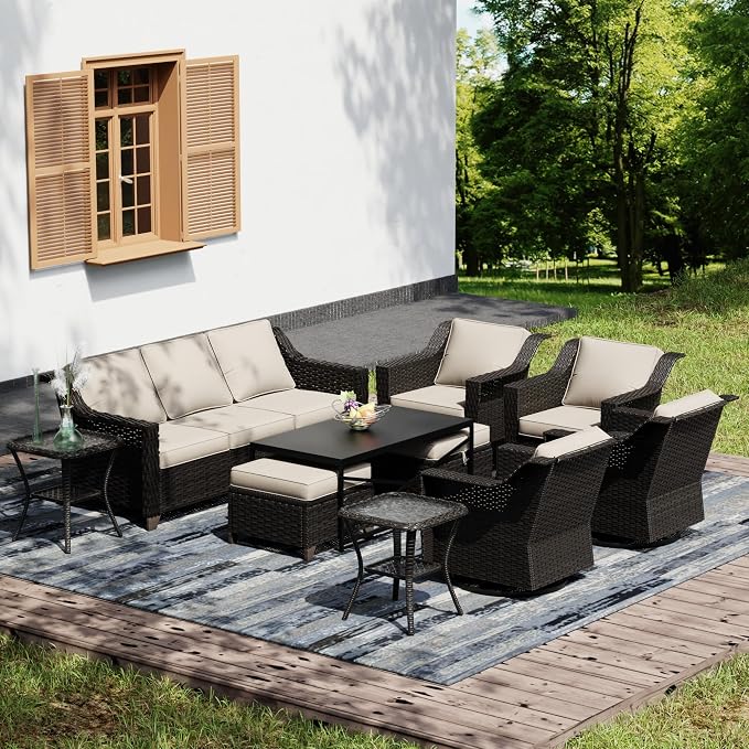Joyside Wicker Patio Furniture Sets, 10 Pieces Upgraded Large Size Outdoor by Joyside