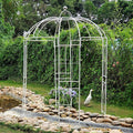 Birdcage Shape Garden Arches Arbors, Metal Gazebo White Enduring Iron Trellis by SCENDOR