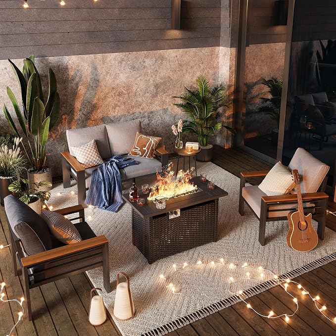 Aoxun Aluminum Outdoor Patio Furniture Set, 5-Piece Outdoor Sectional - Image 2