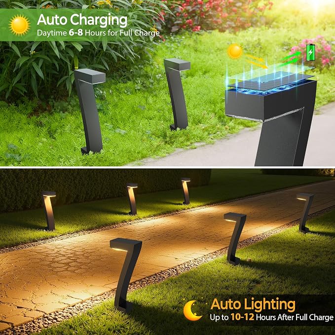 WdtPro Solar Lights Outdoor Pathway Lights, 4 Pack Upgraded Bright LED Outdoor - Image 5