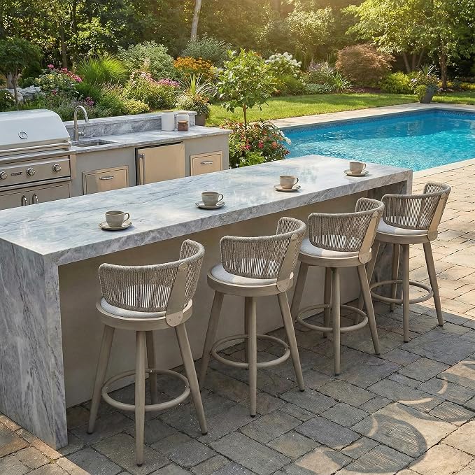 PURPLE LEAF Outdoor Counter Height Bar Stools Set of 4 26 Inch Patio Swivel Bar by Unknown