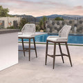 PURPLE LEAF Bar Stools Set of 2 Outdoor Bar Height Metal Stools Modern Wicker by PURPLELEAF