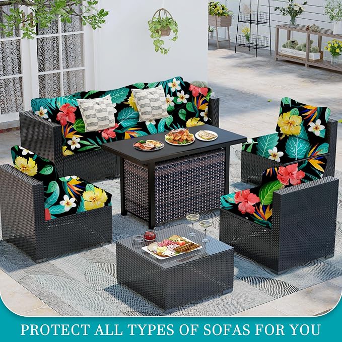 12 Pcs Stretch Patio Cushion Covers, Outdoor Couch Covers Replacement, Outdoor - Image 4