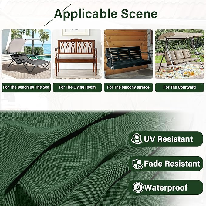 Porch Swing Cushion with Backrest, Waterproof Bench Cushion - Image 5