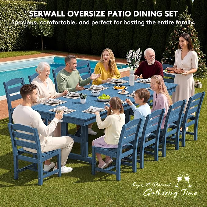 SERWALL Outdoor Dining Table, All Weather HDPE Outdoor Furniture - Image 5