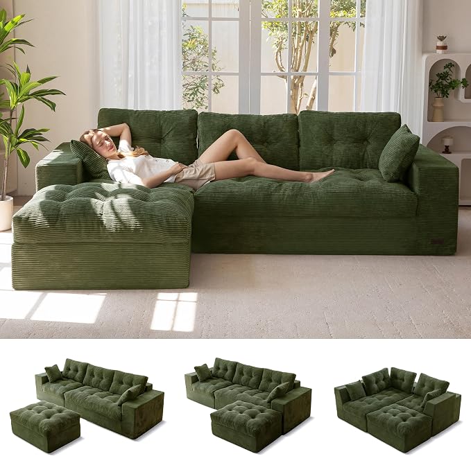MAXYOYO 104" L Shaped Modular Sectional Sofa by MAXYOYO