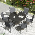 VICLLAX Patio Dining Set for 6, Outdoor Furniture Set Includes 47.2" Round by HOME