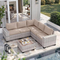 6-Piece Outdoor Patio Furniture Set Wicker Sectional Sofa Set, Patio by MuphyersPatioFurniture