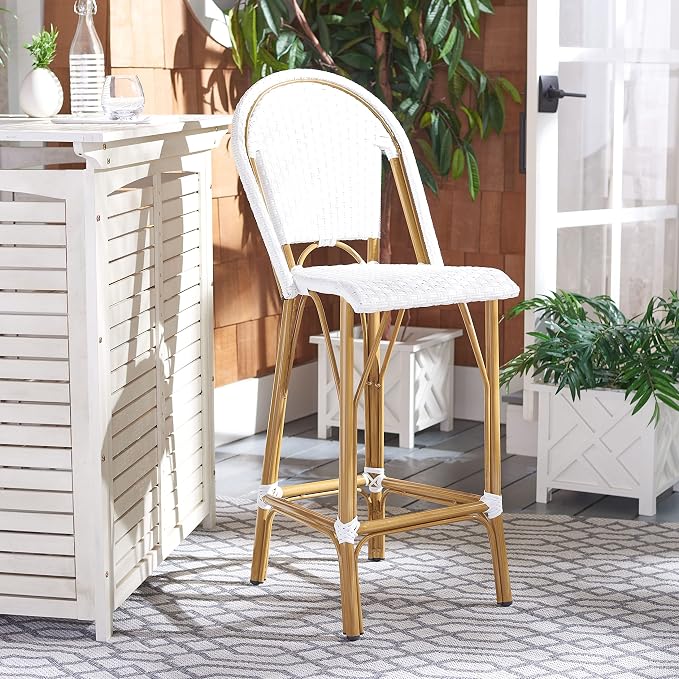 Safavieh PAT4008C Outdoor Collection Ford White French Bistro 30-inch Bstro Bar - Image 10