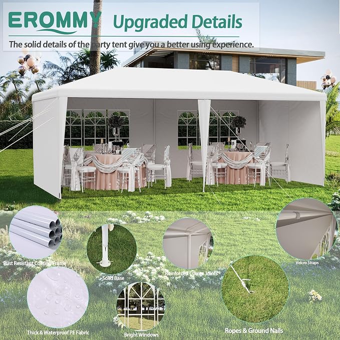 EROMMY 10x20 FT Outdoor Party Tent, Waterproof PE Fabric Event Shelter - Image 4