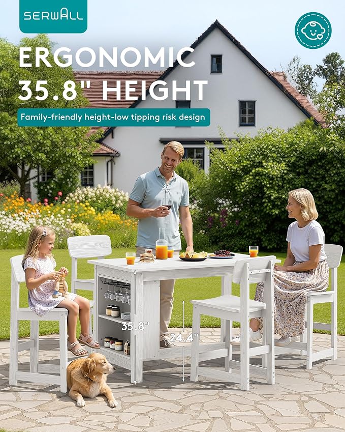 SERWALL 10-Piece HDPE Counter Height Dining Table Sets - Image 3