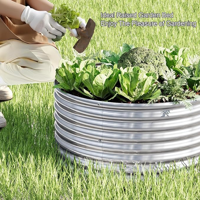 4 Pack Tall 2x2x2ft Round Galvanized Raised Garden Bed Outdoor, Metal Garden Bed - Image 4