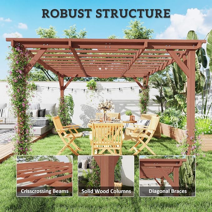 Outsunny 11' x 12.5' Outdoor Wood Pergola - Image 3