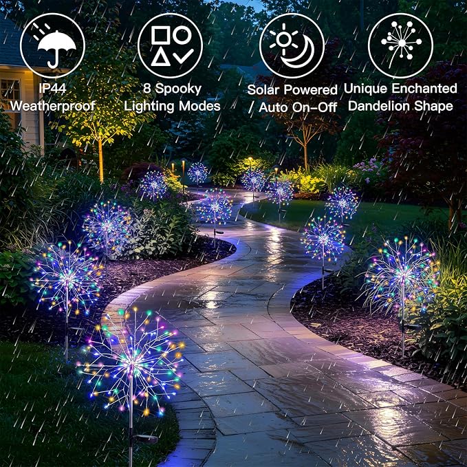 suddus Solar Garden Lights Outdoor Waterproof, Upgrade 2 Pack 150LED Solar - Image 2