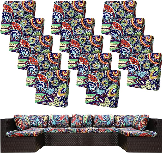 14 Pcs Stretch Patio Cushion Covers, Outdoor Couch Covers Replacement, Outdoor by BIETYONE