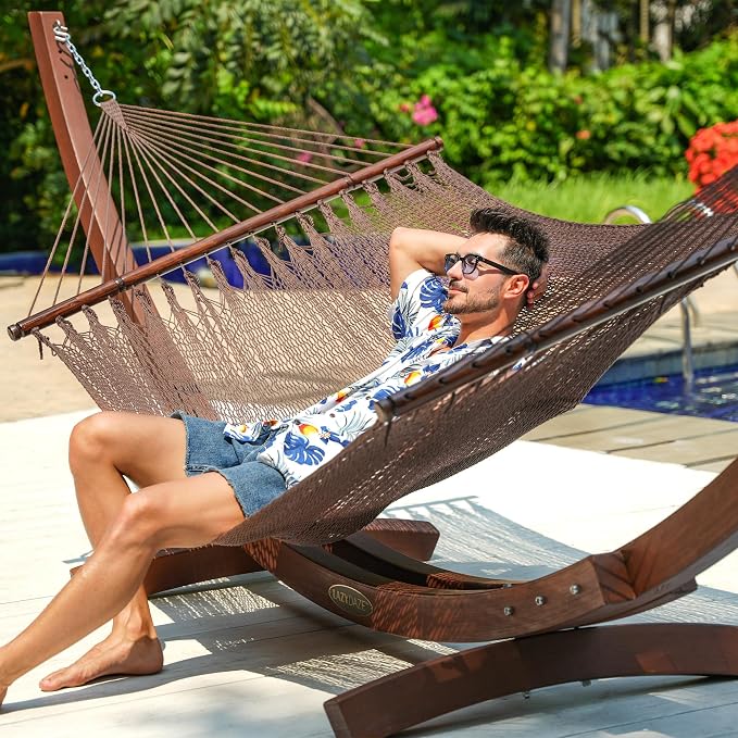 Lazy Daze Hammocks 10.5 FT Double 2 Person Caribbean Rope Hammock, Hand Woven - Image 2